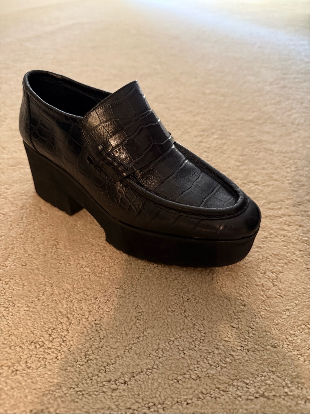 MAJE: platform Black Croc Loafer